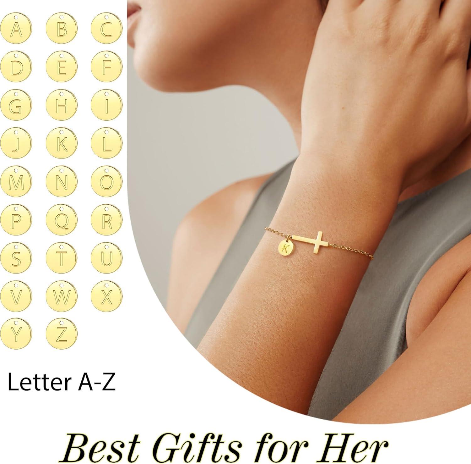 imageValentines Day Gifts for Her Cross Bracelet for Women Easter Basket Stuffers for Teens Gold Initial BraceletsChristian Gifts for Women Dainty Religious Baptism Religious Confirmation Communion Faith Jewelry for Daughter Mom Girlfriend1RGold Plated