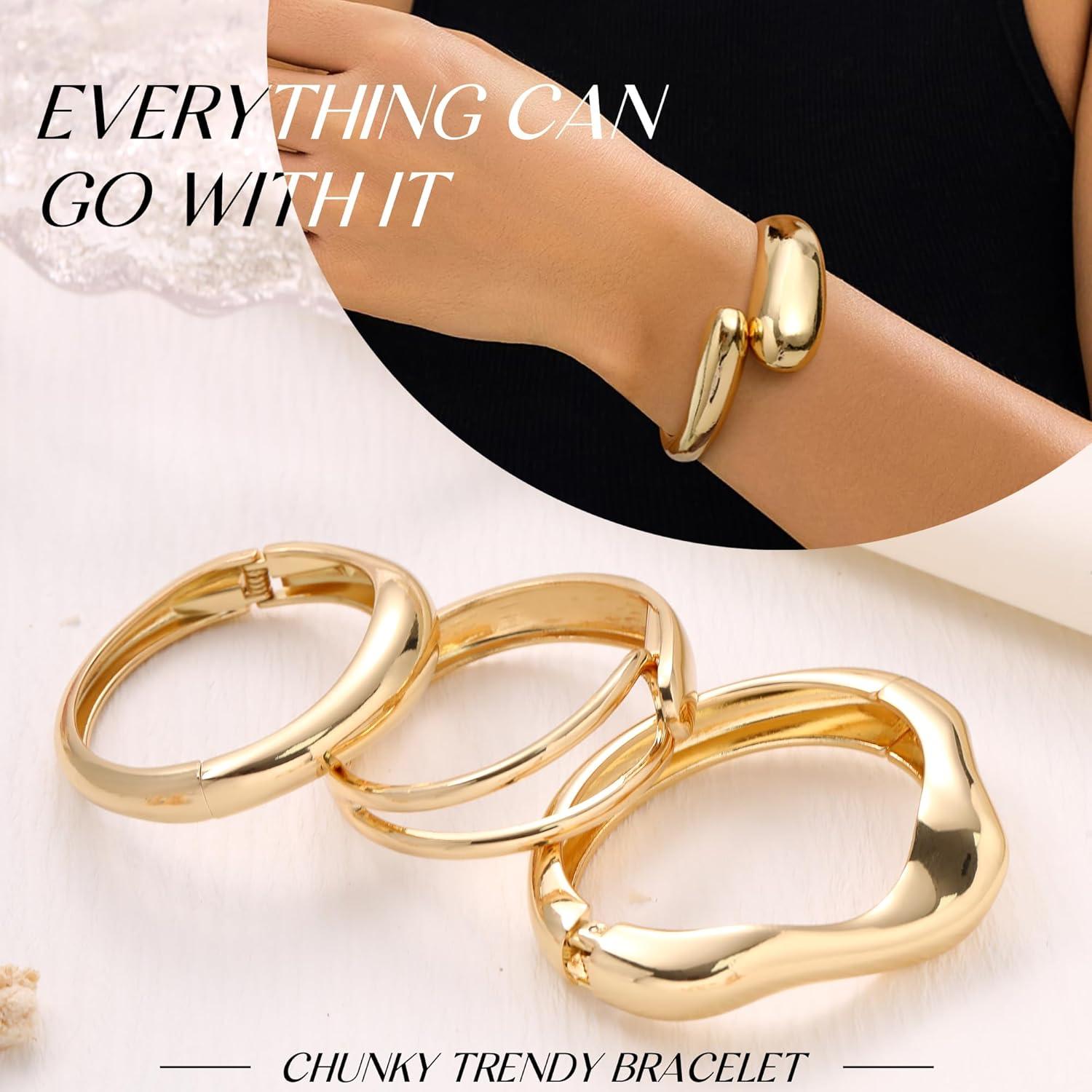 imageChunky Gold Bracelet Gold Cuff Bangle Bracelets for Women Non Tarnish Teen Girl Gifts Trendy Stuff Wide Hinged Irregular Twisted Bangle Christmas Stocking Stuffers Minimalist Birthday Anniversary JewelryTeardrop