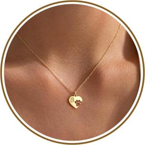Dog Mom Gifts for Women, Dog Memorial Gifts for Loss of Dogs Initial Necklaces for Women Valentines Day Gift for Her Teens Pet Lover 14K Gold Plated Letter A-Z Breavement Sympathy Initial Necklace(Gold Plated)