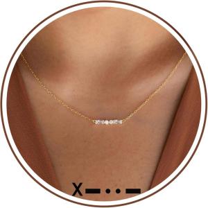 Gold Initial Necklace for Women, Dainty Gold Necklace with Morse Code Initial Necklaces for Women Trendy Letter Necklace with A-Z Crystal Choker Stocking Stuffers for Teen Birthday Christmas Jewelry(X)