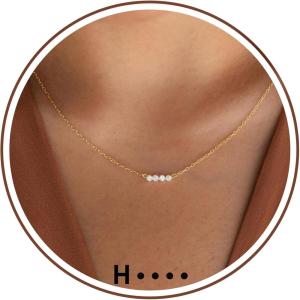 Gold Initial Necklace for Women, Dainty Gold Necklace with Morse Code Initial Necklaces for Women Trendy Letter Necklace with A-Z Crystal Choker Stocking Stuffers for Teen Birthday Christmas Jewelry(H)