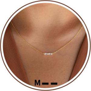 Gold Initial Necklace for Women, Dainty Gold Necklace with Morse Code Initial Necklaces for Women Trendy Letter Necklace with A-Z Crystal Choker Stocking Stuffers for Teen Birthday Christmas Jewelry(M)