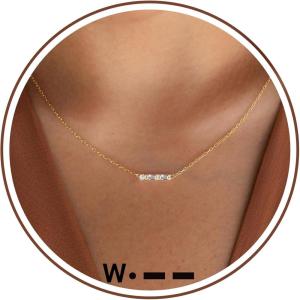 Gold Initial Necklace for Women, Dainty Gold Necklace with Morse Code Initial Necklaces for Women Trendy Letter Necklace with A-Z Crystal Choker Stocking Stuffers for Teen Birthday Christmas Jewelry(W)