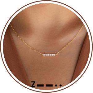 Gold Initial Necklace for Women, Dainty Gold Necklace with Morse Code Initial Necklaces for Women Trendy Letter Necklace with A-Z Crystal Choker Stocking Stuffers for Teen Birthday Christmas Jewelry(Z)