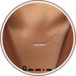 Gold Initial Necklace for Women, Dainty Gold Necklace with Morse Code Initial Necklaces for Women Trendy Letter Necklace with A-Z Crystal Choker Stocking Stuffers for Teen Birthday Christmas Jewelry(Q)