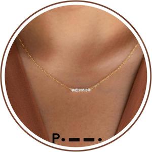 Gold Initial Necklace for Women, Dainty Gold Necklace with Morse Code Initial Necklaces for Women Trendy Letter Necklace with A-Z Crystal Choker Stocking Stuffers for Teen Birthday Christmas Jewelry(P)