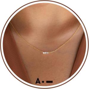 Gold Initial Necklace for Women, Dainty Gold Necklace with Morse Code Initial Necklaces for Women Trendy Letter Necklace with A-Z Crystal Choker Stocking Stuffers for Teen Birthday Christmas Jewelry(1A)