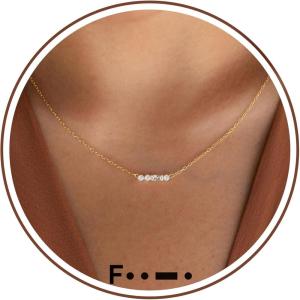 Gold Initial Necklace for Women, Dainty Gold Necklace with Morse Code Initial Necklaces for Women Trendy Letter Necklace with A-Z Crystal Choker Stocking Stuffers for Teen Birthday Christmas Jewelry(F)