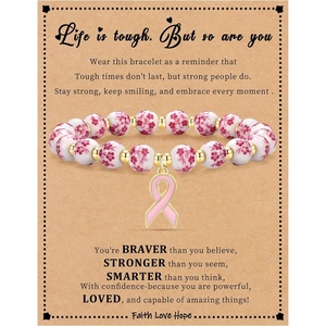 Graduation Gifts for Daughter Her, Christian Gifts for Women Stocking Stuffers for Teens Cross Bracelets Imperial Nature Stone Bead Bracelet Confirmation Baptism Gift for Teen Girls Christmas Religious Gift Cathlic Faith Jewelry(Pink flower)