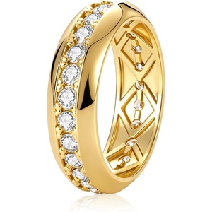 Btysun Non Tarnish Gold Rings, Mens Wedding Band Promise Ring Diomand Engagement Ring Wedding Gift Anniversary Christmas Stocking Stuffers for Him Husband Tungsten Birthday Jewelry for Boyfriend