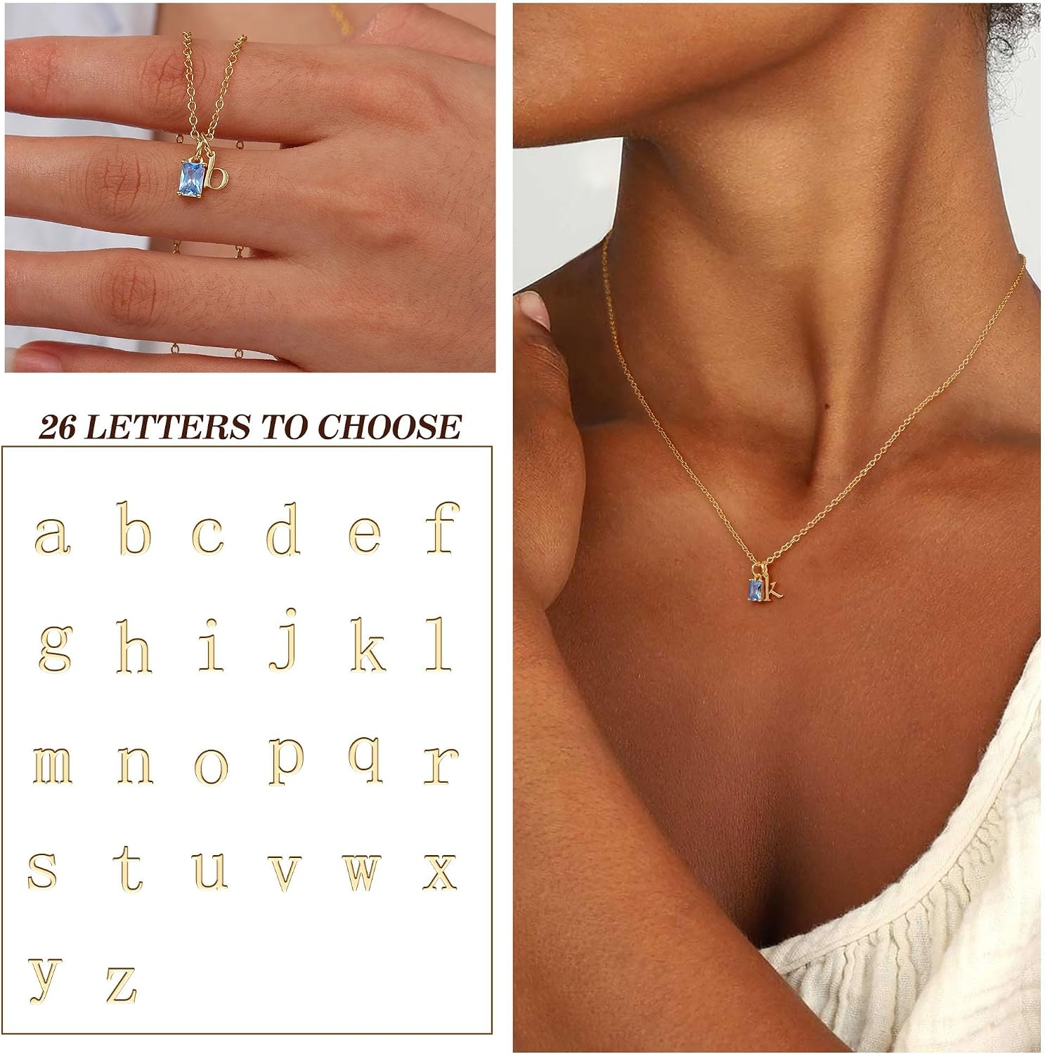image:imageBtysun Birthstone Necklace for Women Birthday Gifts for Teen 14K Filled Gold Initial Necklace Initial AZ Birthstone Pendant Necklace Mom Birthday Gifts Valentines Day Gift for Girlfriend Her04AprCrystal