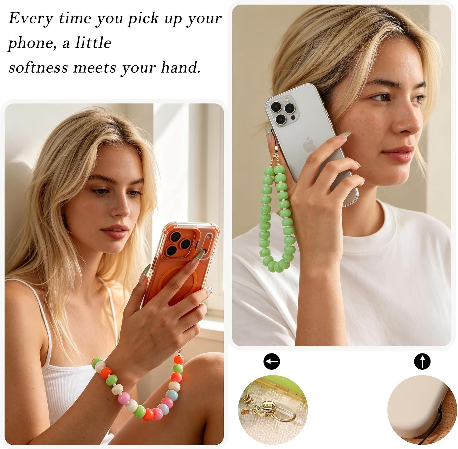 image:imageBtysun Phone Wrist Strap Beaded Cell Phone Lanyard with Tether Tab Anti Theft Cellphone Wrist Strap Detachable Y2K Camera Iphone Accessories Gifts for Women Daughter SisterColorful 5