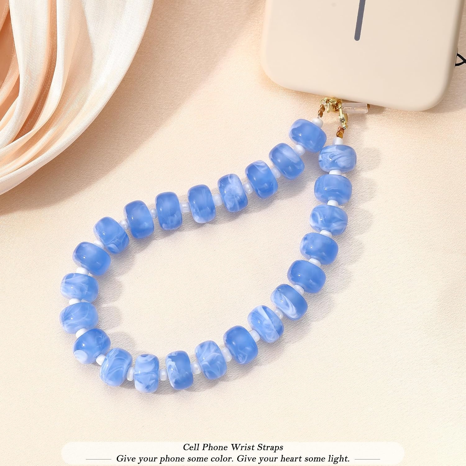image:imageBtysun Phone Wrist Strap Beaded Cell Phone Lanyard with Tether Tab Anti Theft Cellphone Wrist Strap Detachable Y2K Camera Iphone Accessories Gifts for Women Daughter SisterBlue