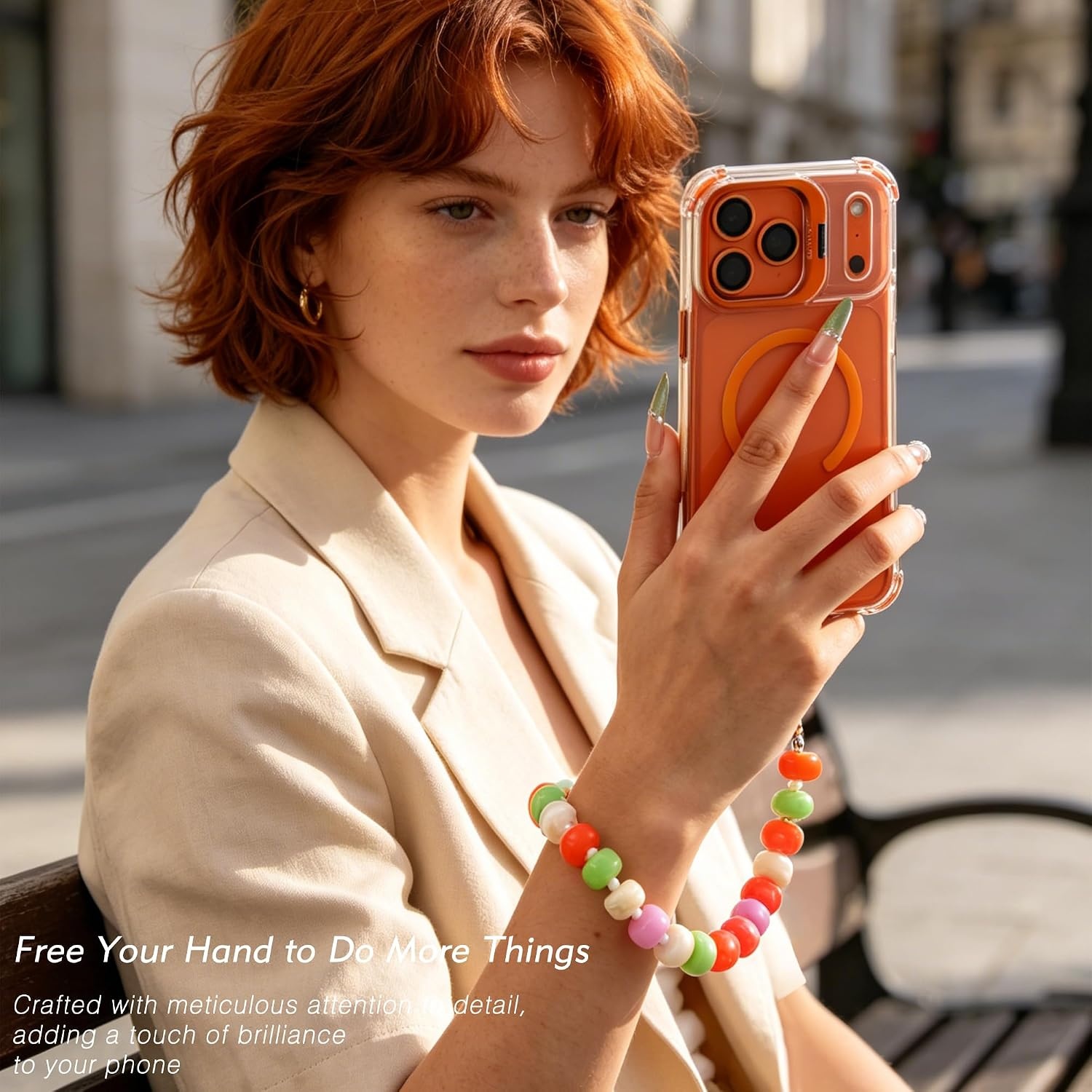 image:imageBtysun Phone Wrist Strap Beaded Cell Phone Lanyard with Tether Tab Anti Theft Cellphone Wrist Strap Detachable Y2K Camera Iphone Accessories Gifts for Women Daughter SisterColorful 5