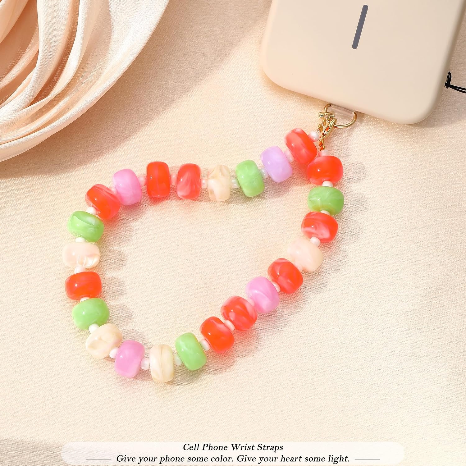 image:imageBtysun Phone Wrist Strap Beaded Cell Phone Lanyard with Tether Tab Anti Theft Cellphone Wrist Strap Detachable Y2K Camera Iphone Accessories Gifts for Women Daughter SisterColorful 5