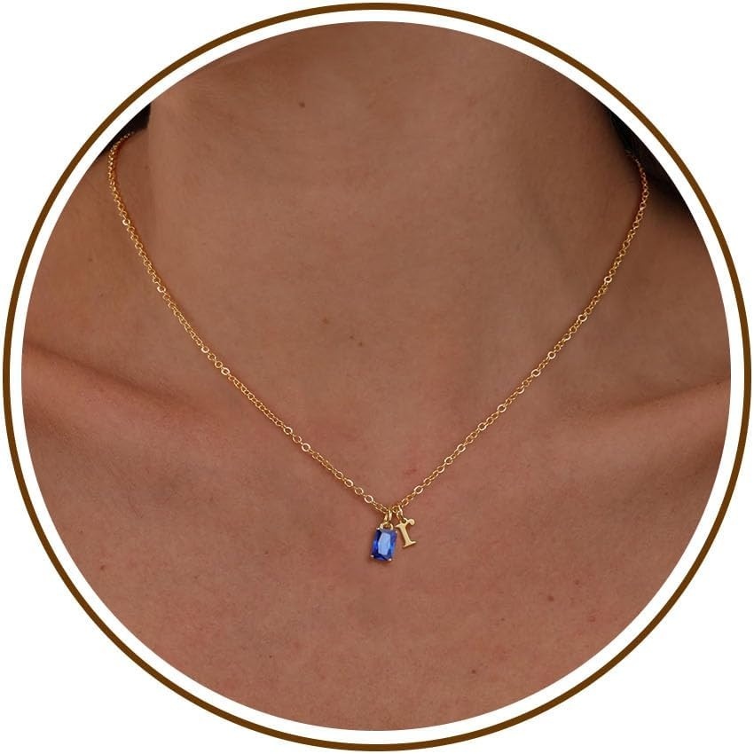 image:imageBtysun Birthstone Necklace for Women Birthday Gifts for Teen 14K Filled Gold Initial Necklace Initial AZ Birthstone Pendant Necklace Mom Birthday Gifts Valentines Day Gift for Girlfriend Her09SepSapphire