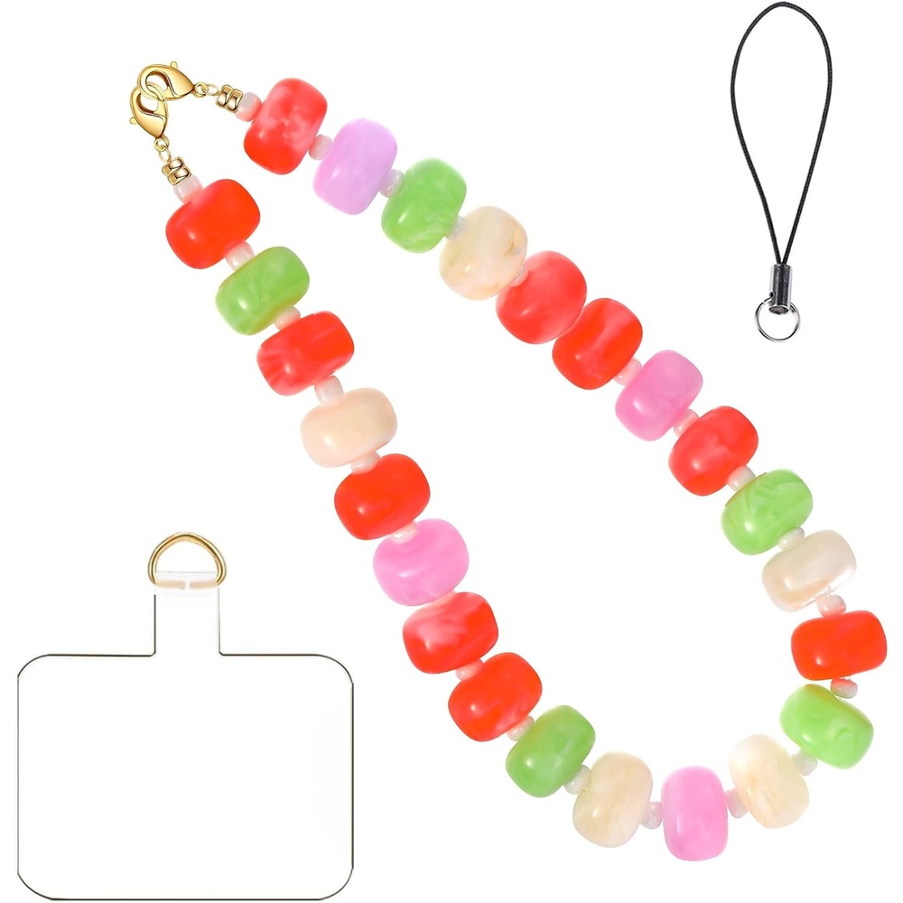 image:imageBtysun Phone Wrist Strap Beaded Cell Phone Lanyard with Tether Tab Anti Theft Cellphone Wrist Strap Detachable Y2K Camera Iphone Accessories Gifts for Women Daughter SisterColorful 5