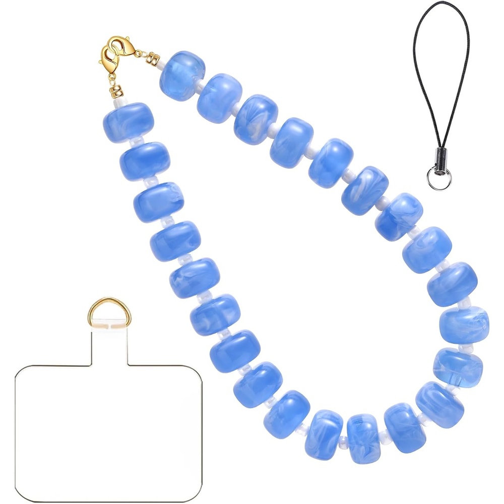 image:imageBtysun Phone Wrist Strap Beaded Cell Phone Lanyard with Tether Tab Anti Theft Cellphone Wrist Strap Detachable Y2K Camera Iphone Accessories Gifts for Women Daughter SisterBlue