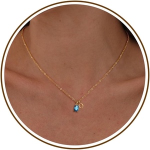 Btysun Birthstone Necklace for Women Birthday Gifts for Teen 14K Filled Gold Initial Necklace Initial A-Z Birthstone Pendant Necklace Mom Birthday Gifts Valentine’s Day Gift for Girlfriend Her(12-Dec-Blue Zircon)