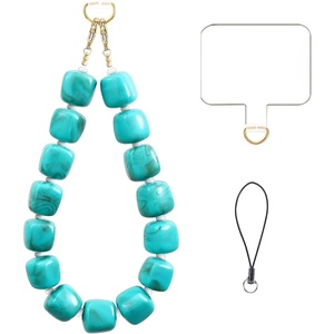 Beaded Phone Charm Wrist Strap with Tether Tab Anti Theft Cell Phone Wrist Strap Detachable Hands-Free Chunky Bead Camera Lanyard for Women Colorful Summer Birthday Gifts for Friends Her Daughter(Turquoise)